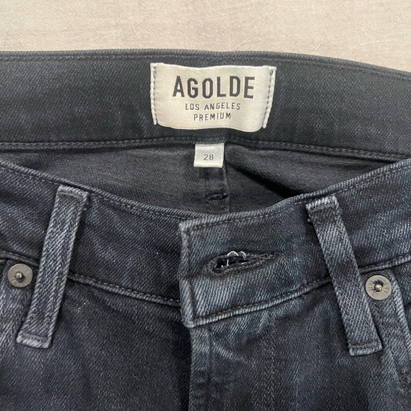 Agolde Sophie Jean, straight skinny with frayed hem, dark wash, size 28 - Picture 2 of 4